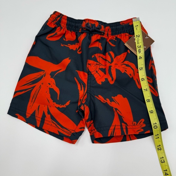 Tea Collection Boys Mid Length Swim Trunks Tropical Navy, Red Orange Size 2 NWT - Picture 4 of 6